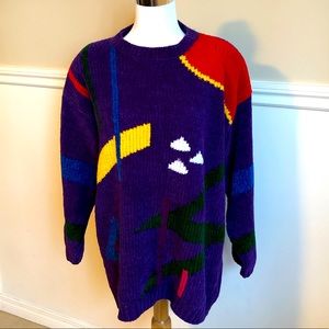 Vintage 1980’s Runaway Bay Color Block Sweater w/ Shoulder Pads